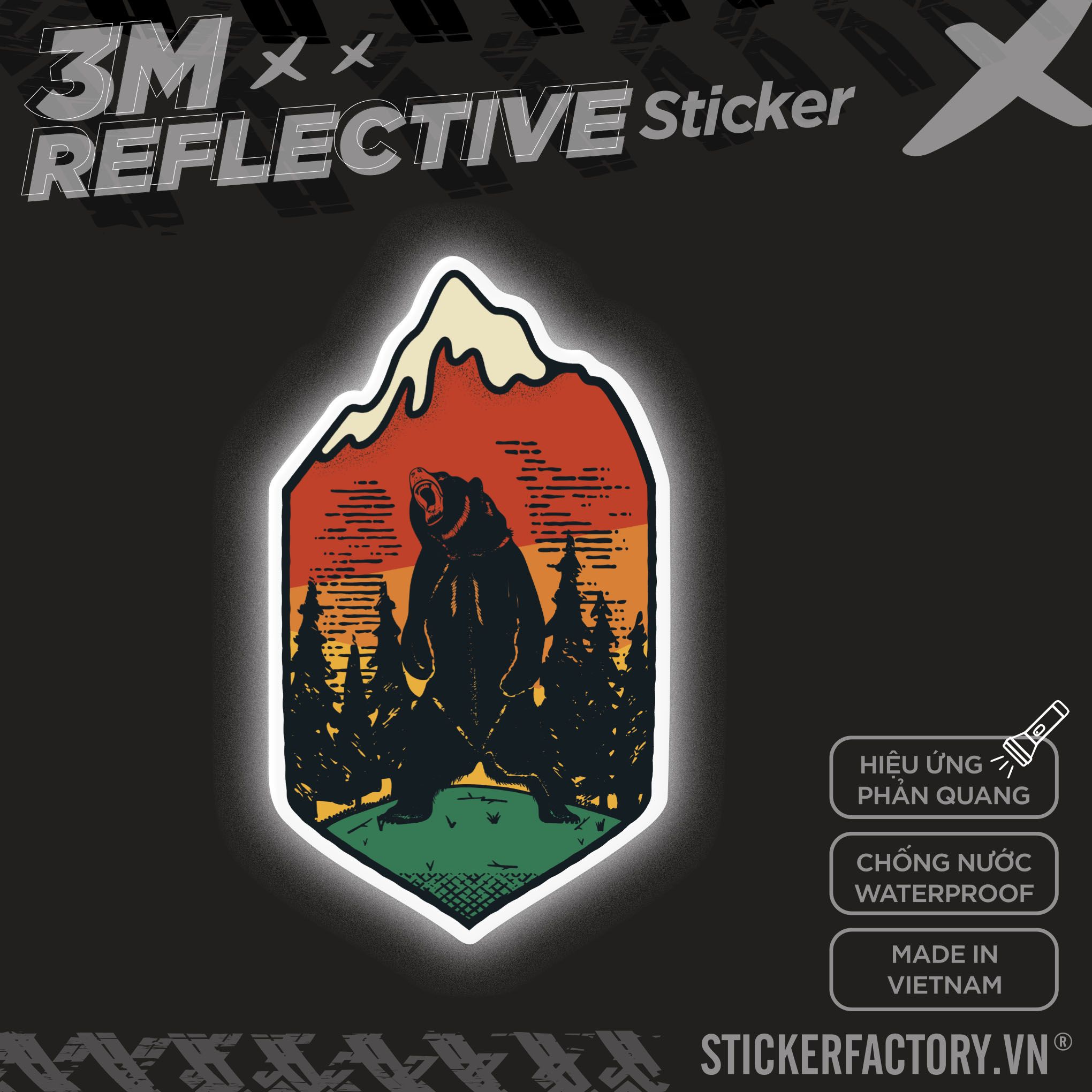 BEAR POWER 3M - Reflective Sticker Die-cut
