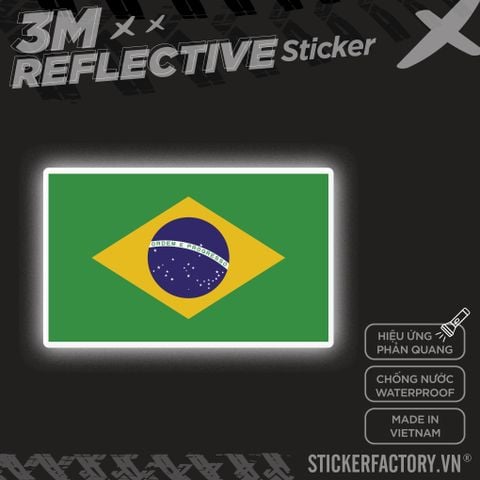  BRAZIL FLAG 3M - Reflective Sticker Die-cut 