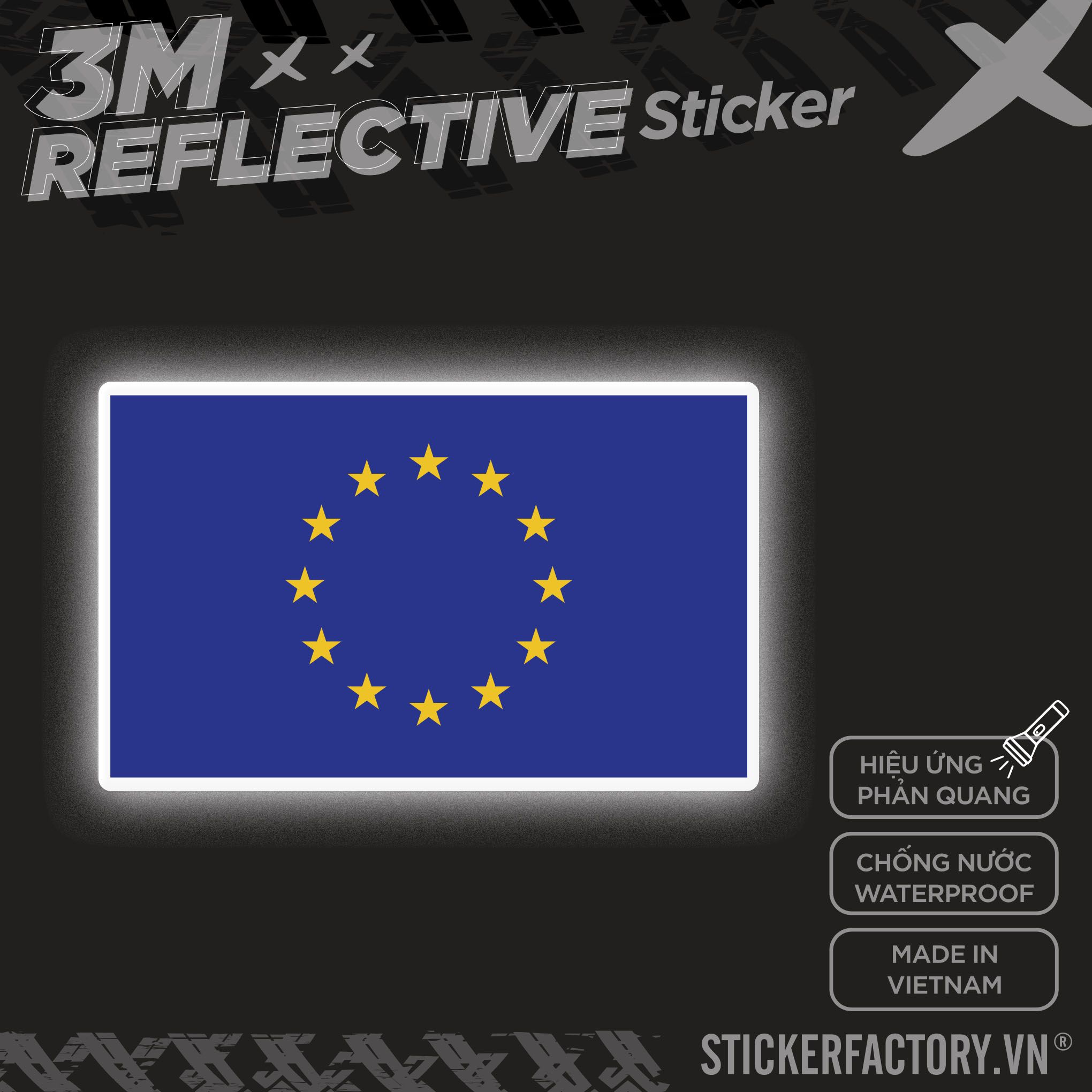 EUROPEAN FLAG 3M - Reflective Sticker Die-cut