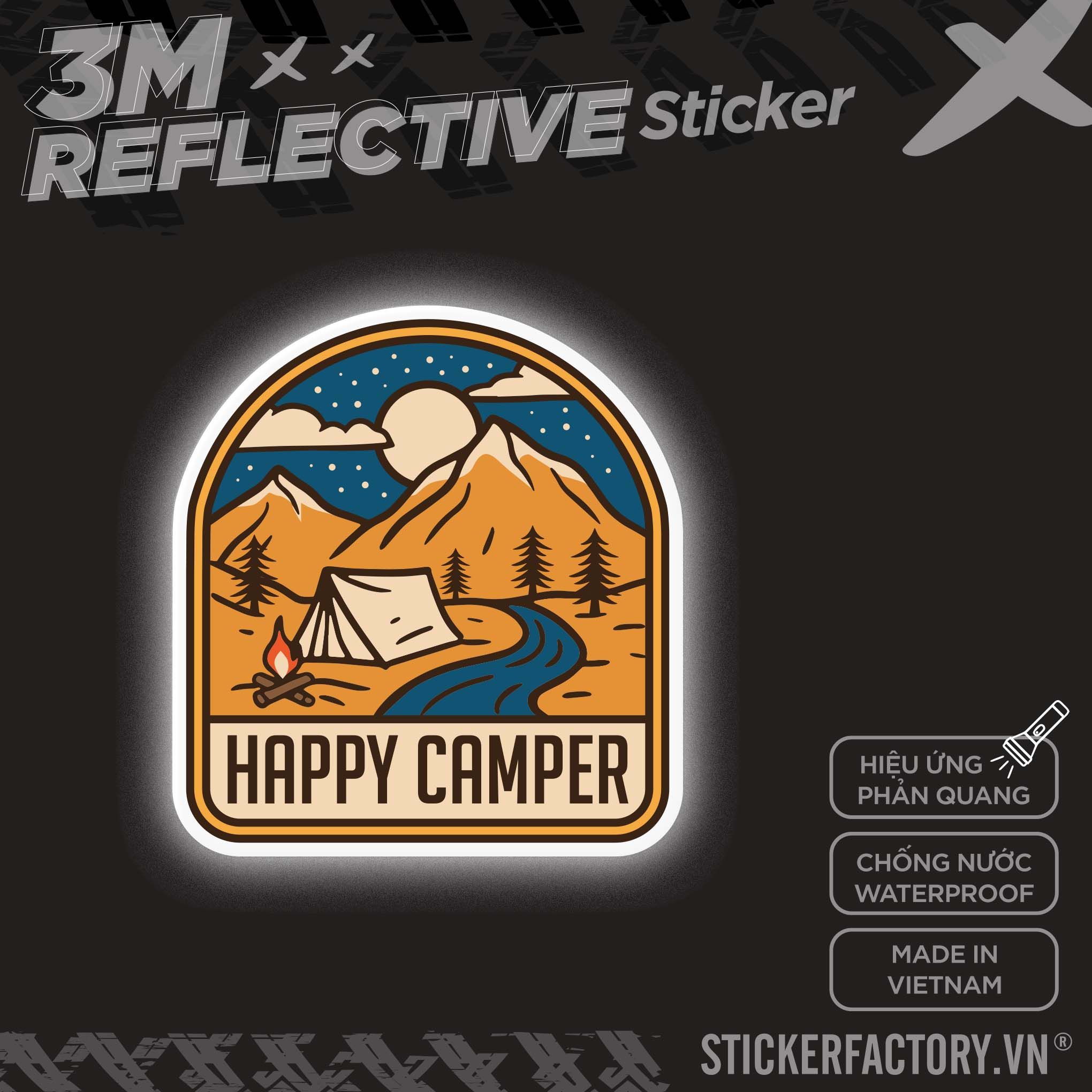 HAPPY CAMPER 3M - Reflective Sticker Die-cut