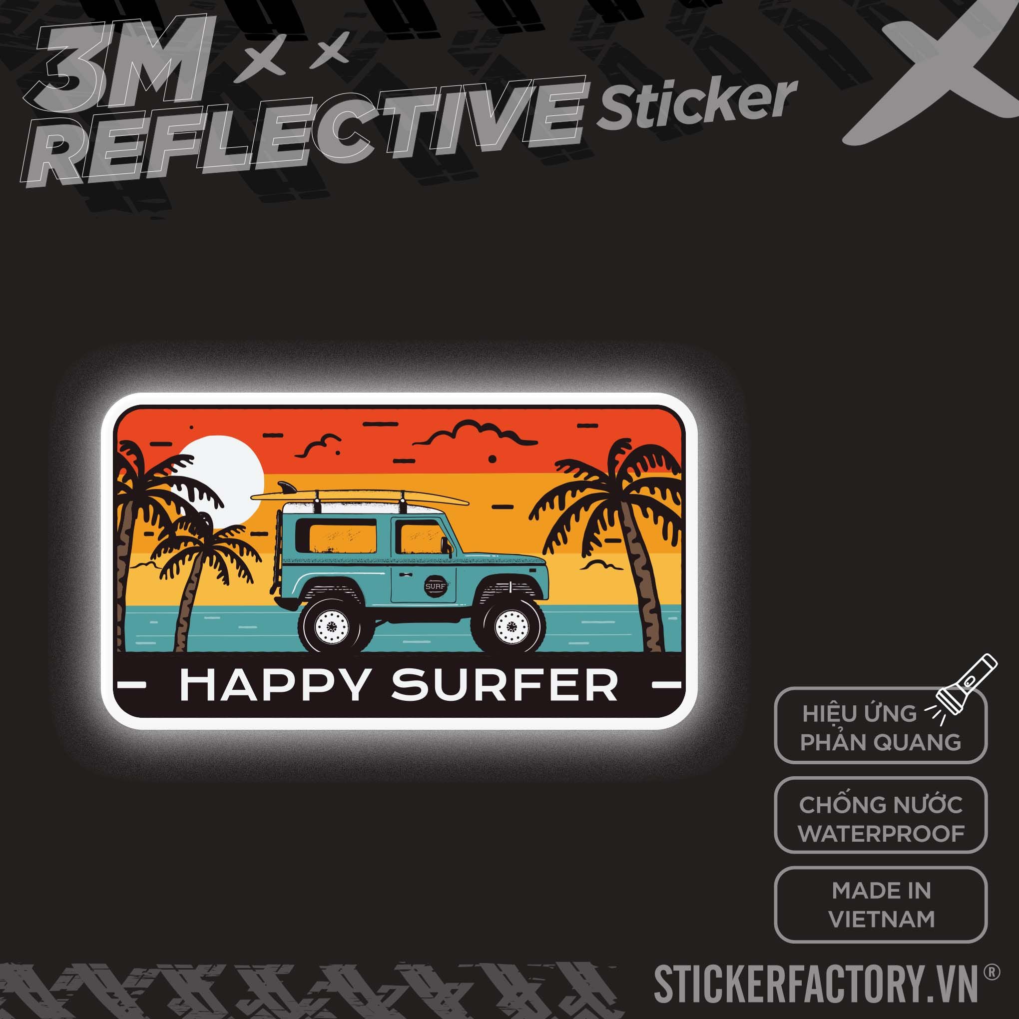HAPPY SURFER 3M - Reflective Sticker Die-cut