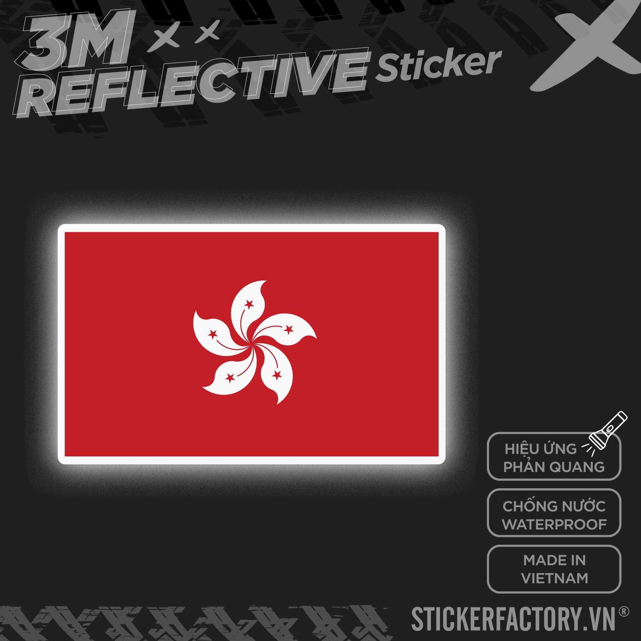 HONG KONG FLAG 3M - Reflective Sticker Die-cut