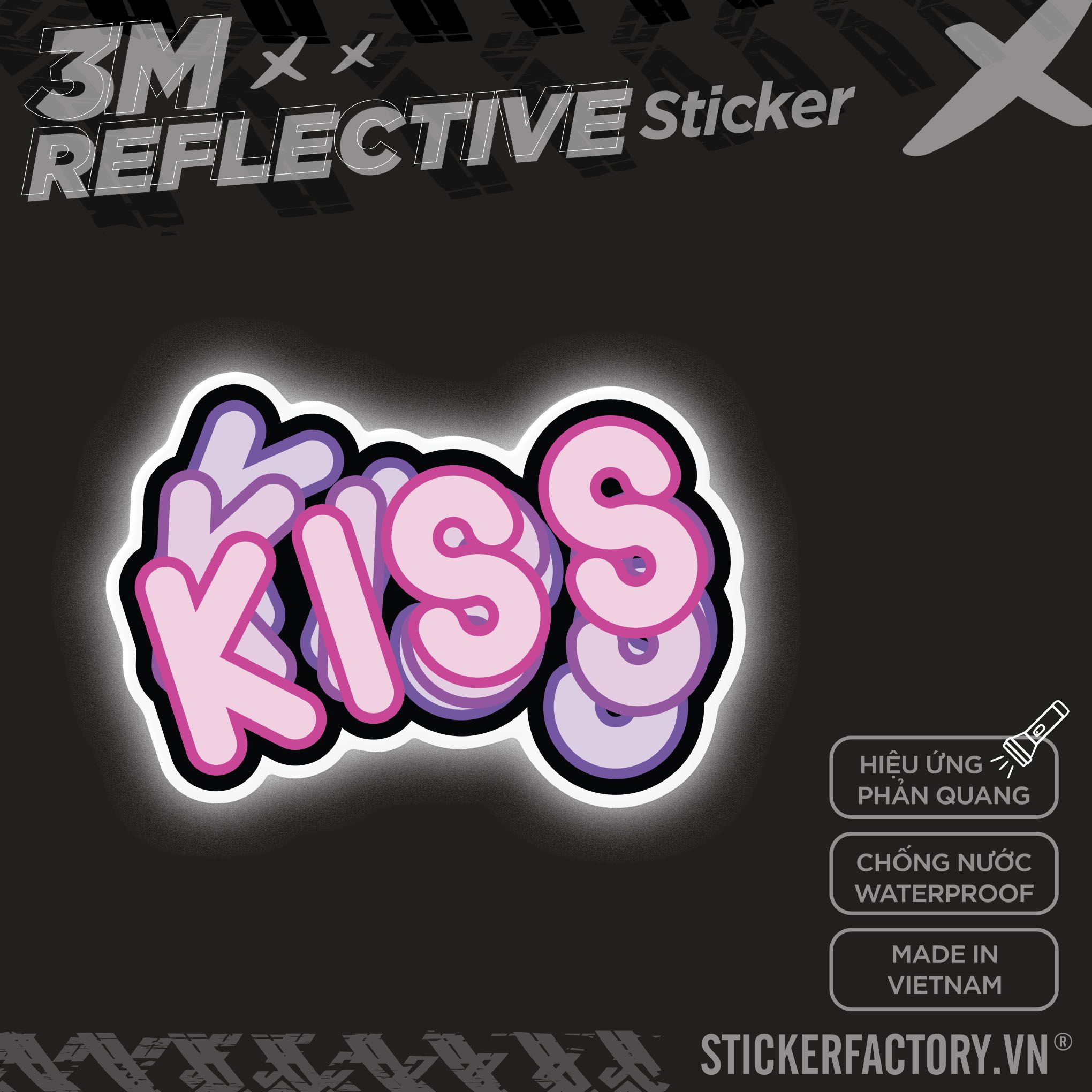 KISS TYPOGRAPHY 3M - Reflective Sticker Die-cut