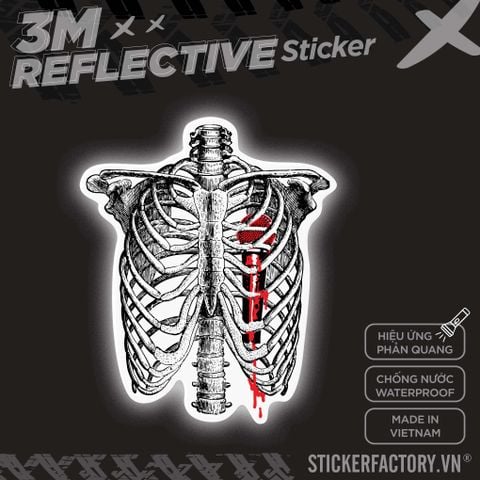  SKELETON MICROPHONE HEART 3M - Reflective Sticker Die-cut 