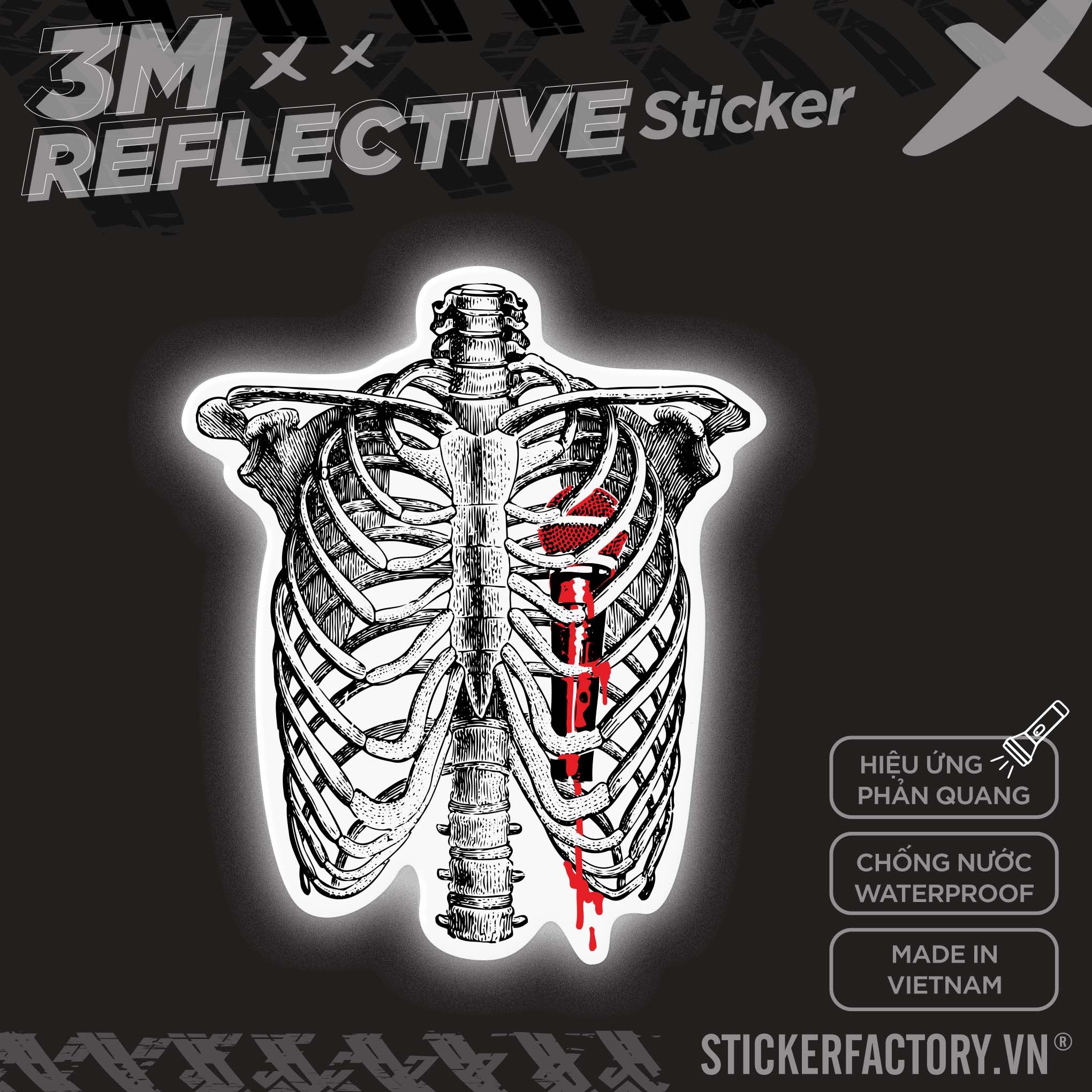 SKELETON MICROPHONE HEART 3M - Reflective Sticker Die-cut