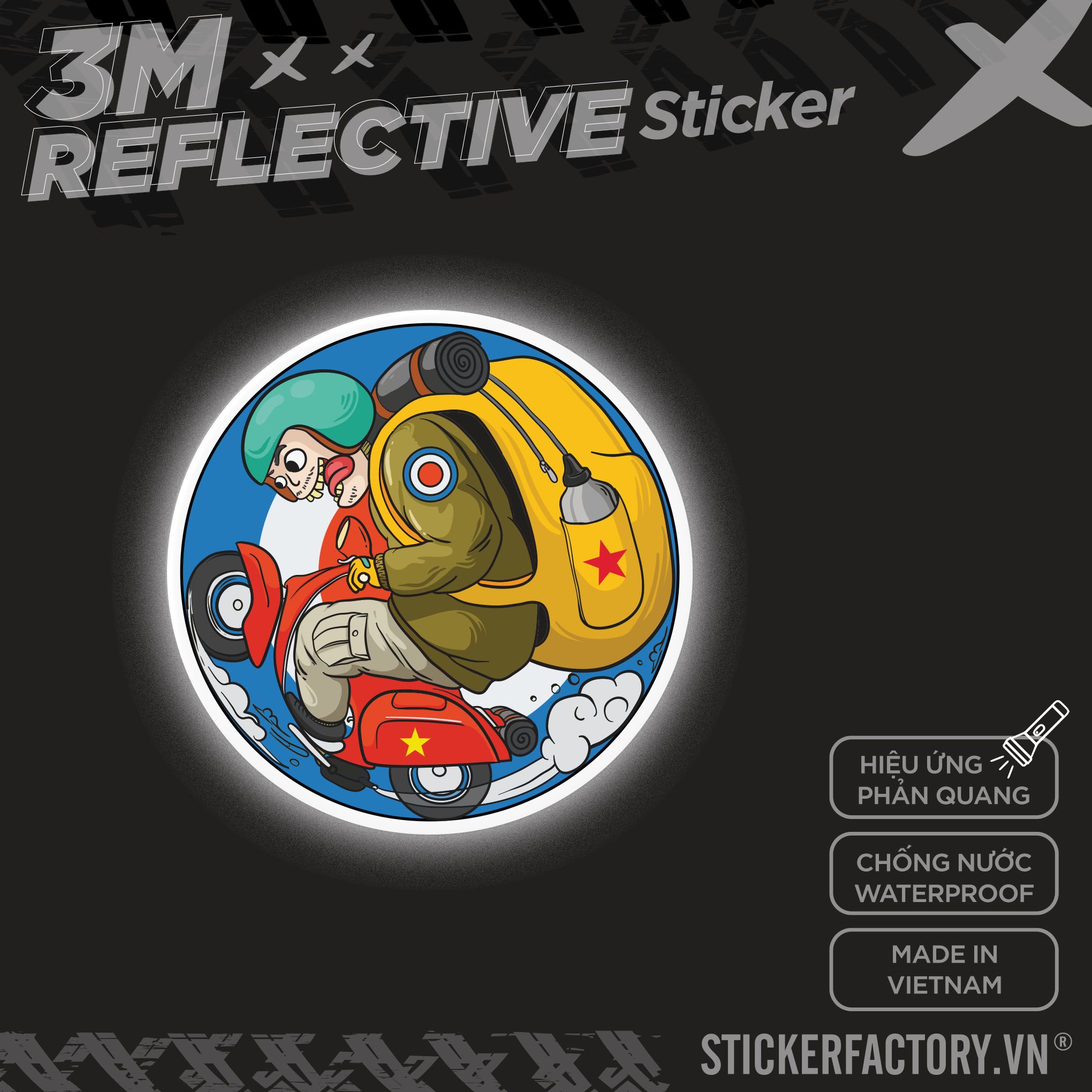 RIDING CLASSIC SCOOTER TOURING BAGPACK 3M - Reflective Sticker Die-cut
