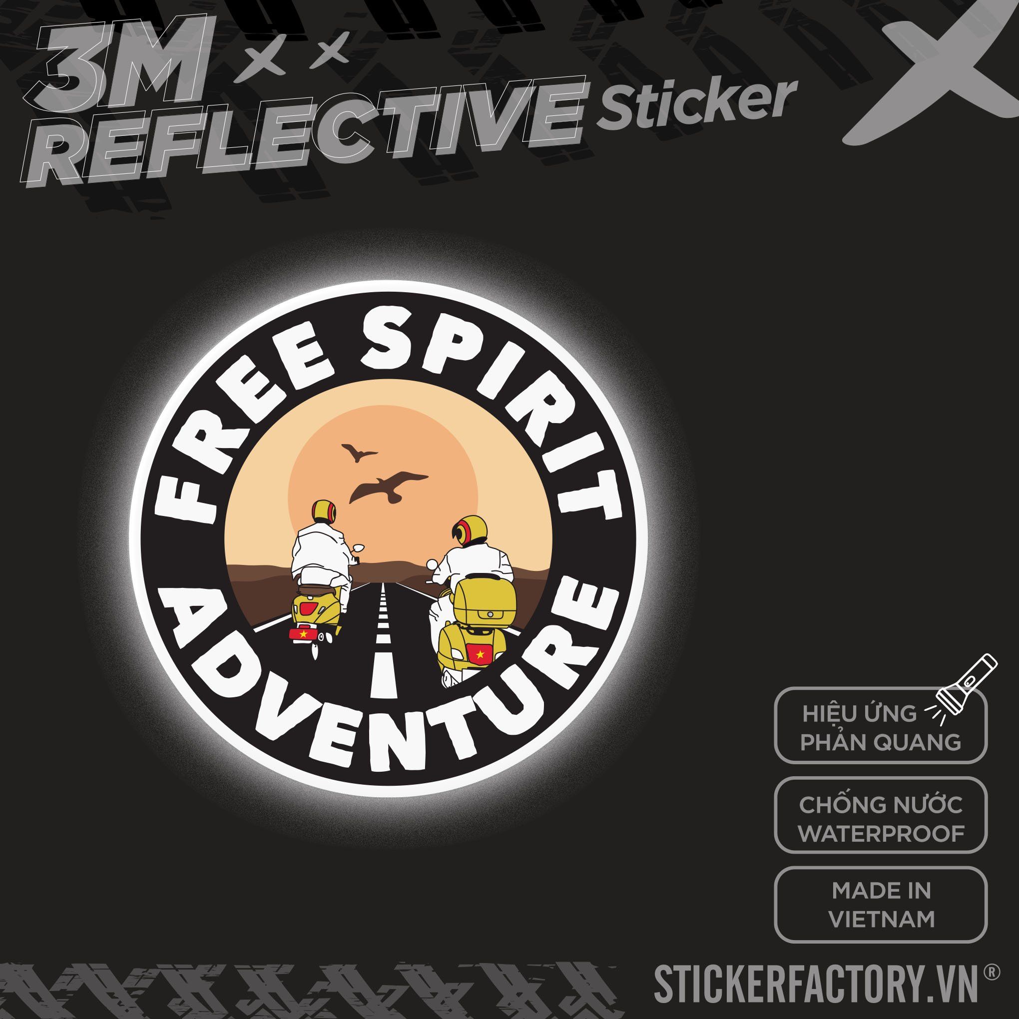 VESPA FREE SPIRIT ADVENTURE 3M - Reflective Sticker Die-cut