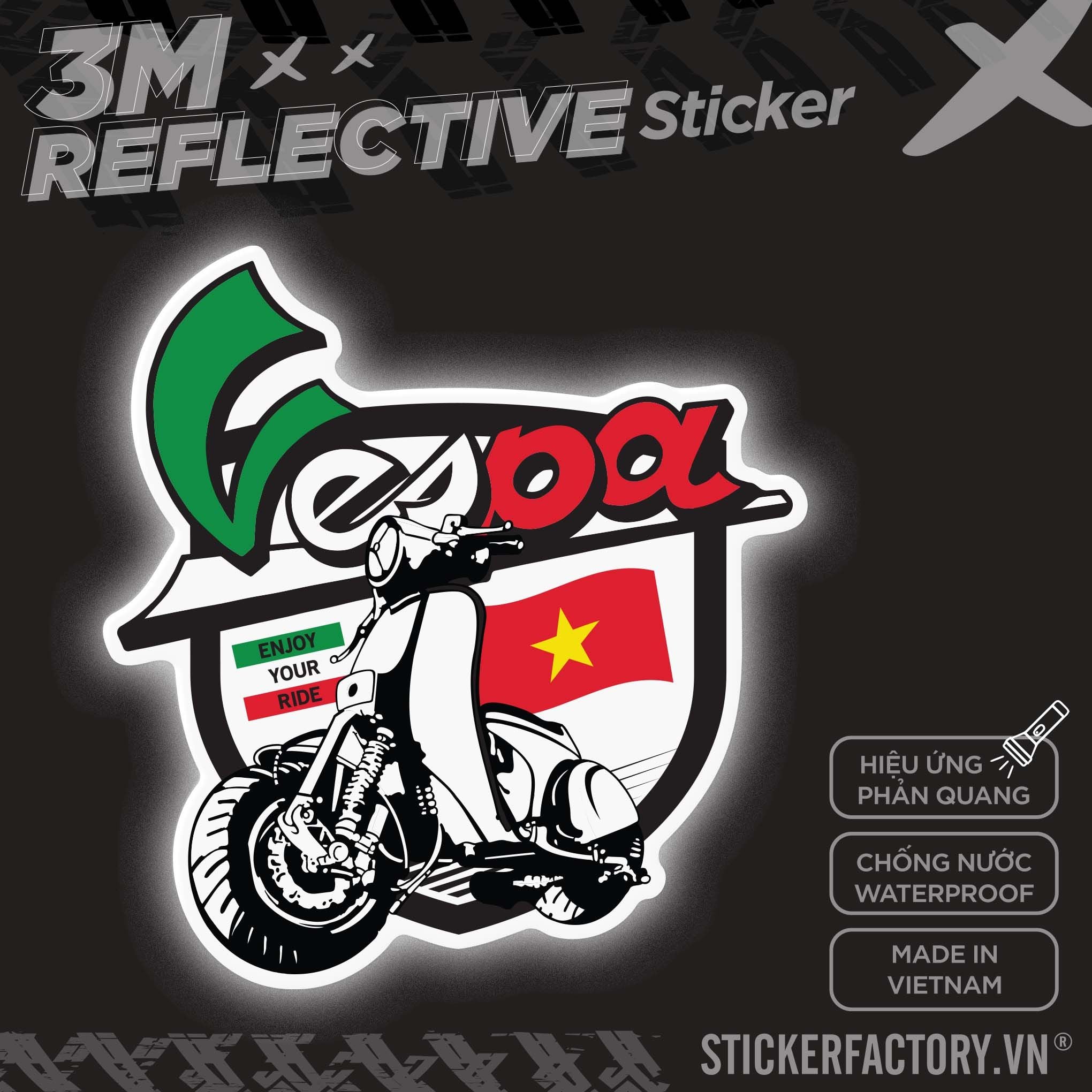 VESPA ENJOY YOUR RIDE 3M - Reflective Sticker Die-cut