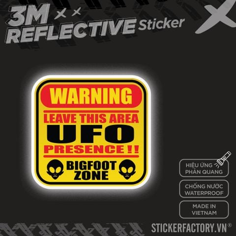  WARNING UFO 3M - Reflective Sticker Die-cut 