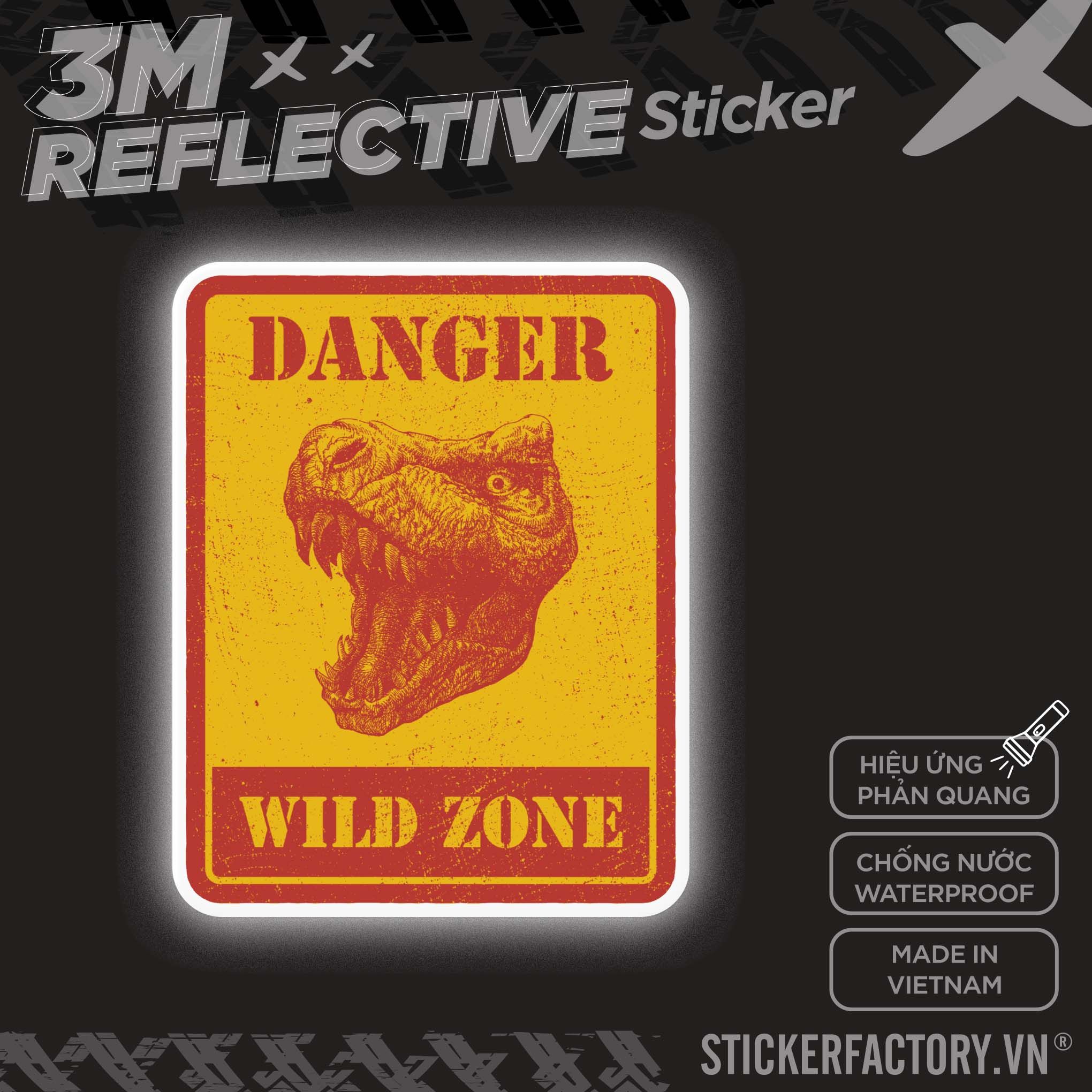DANGER WILD ZONE 3M - Reflective Sticker Die-cut