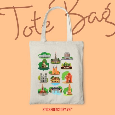  TOTE017 Vietnamese Architecture - Túi Tote Canvas Bag 