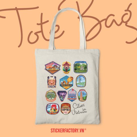  TOTE011 Cities in Vietnam - Túi Tote Canvas Bag 