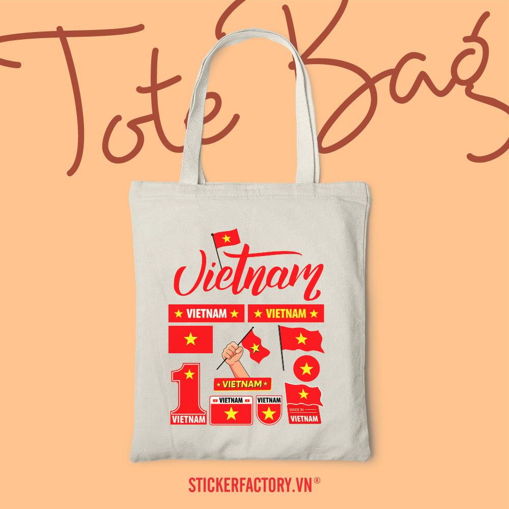 TOTE008 Flag Of Vietnam - Túi Tote Canvas Bag