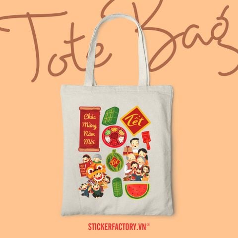  TOTE021 Happy Vietnamese New Year - Túi Tote Canvas Bag 