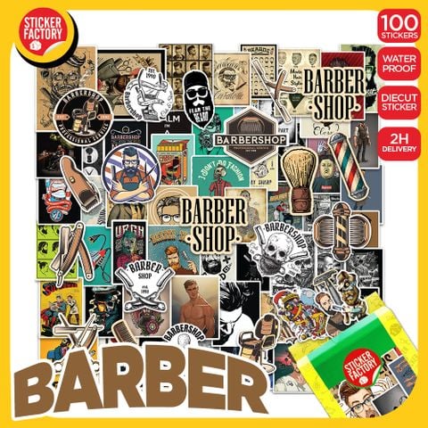  Barber hớt tóc - Set 100 sticker hình dán 