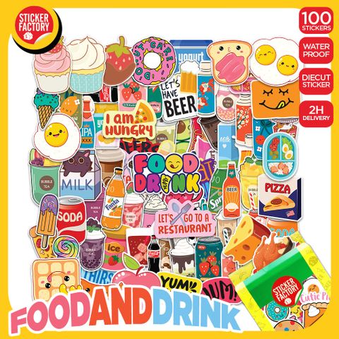  Food and drink - Set 100 sticker hình dán 