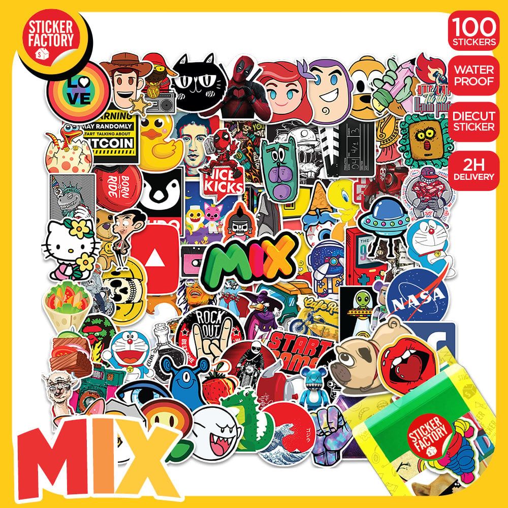 Mix Hỗn Hợp - Set 100 sticker hình dán