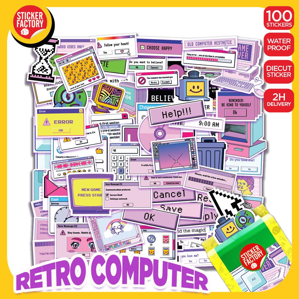 Retro Computer - Set 100 Sticker hình dán