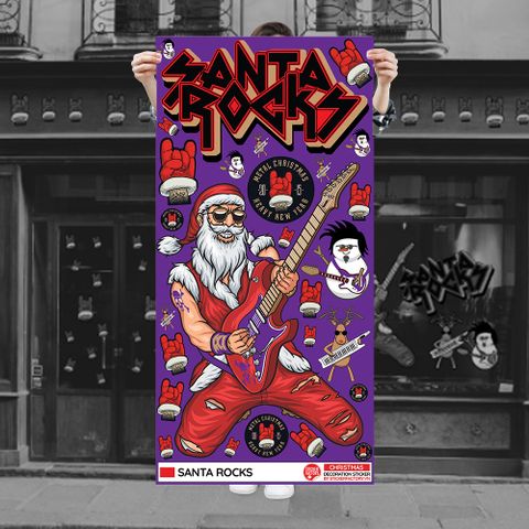  SANTA ROCKS - Noel Decoration Sticker 