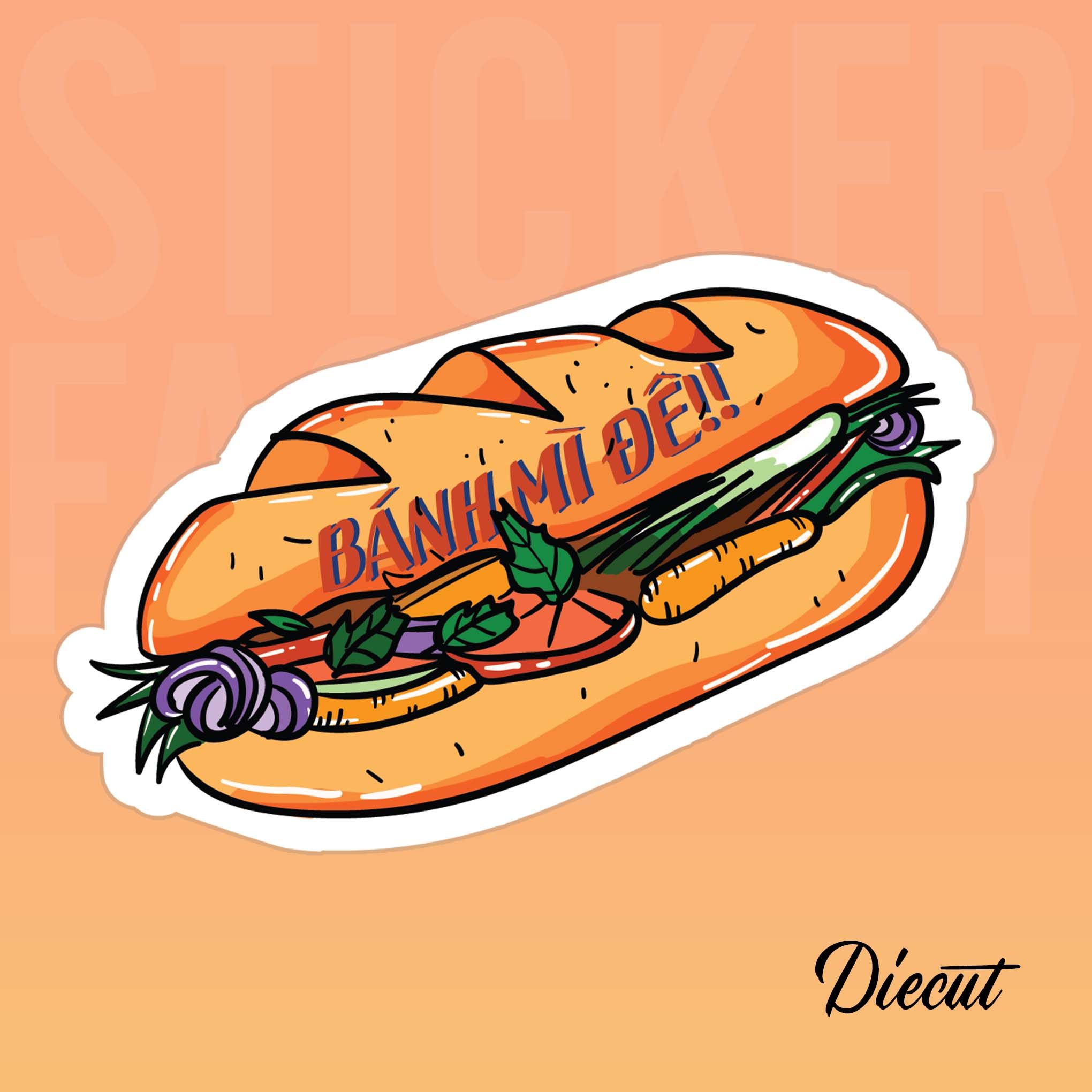 BÁNH MÌ ĐÊ 7cm - Sticker Die-cut hình dán cắt rời