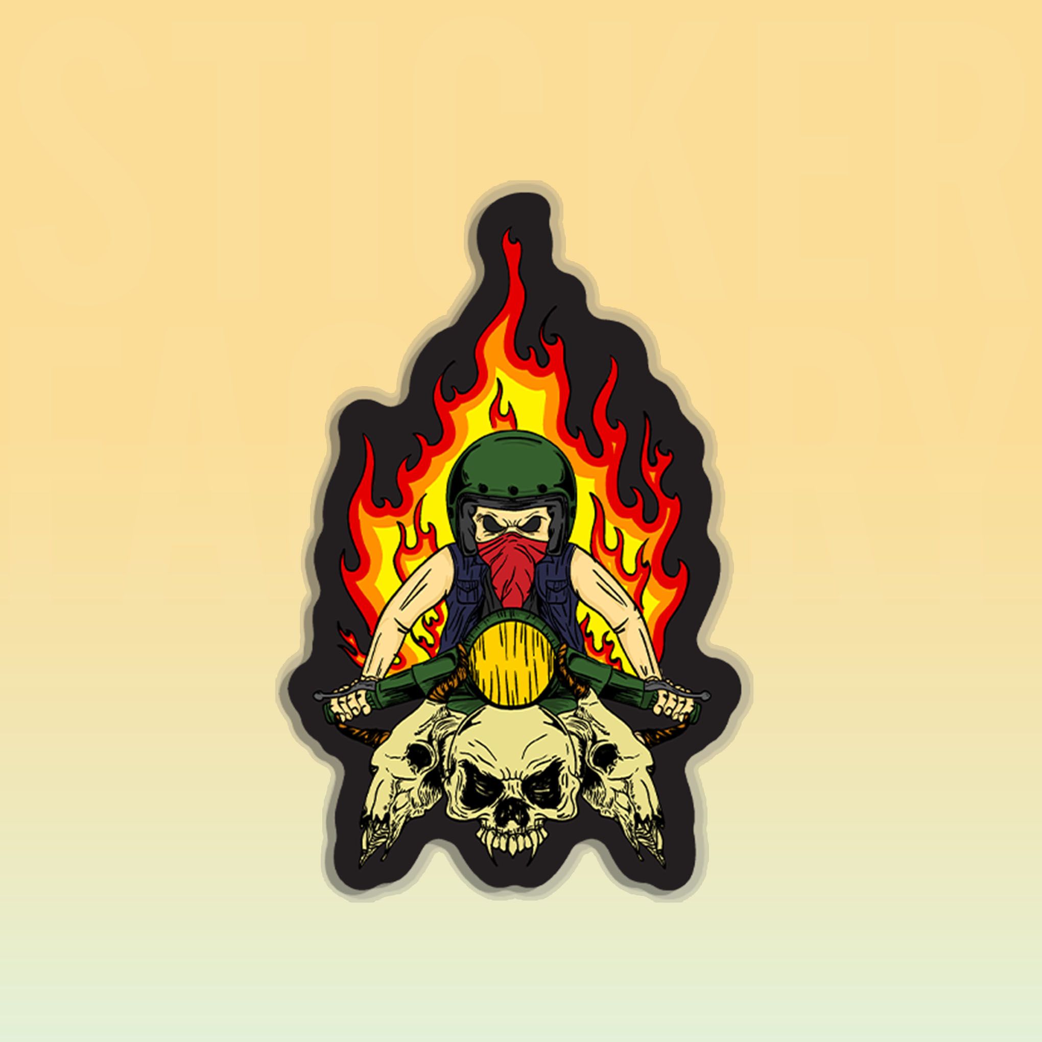 FIRE SKULL VESPA 7cm - Sticker Die-cut hình dán cắt rời