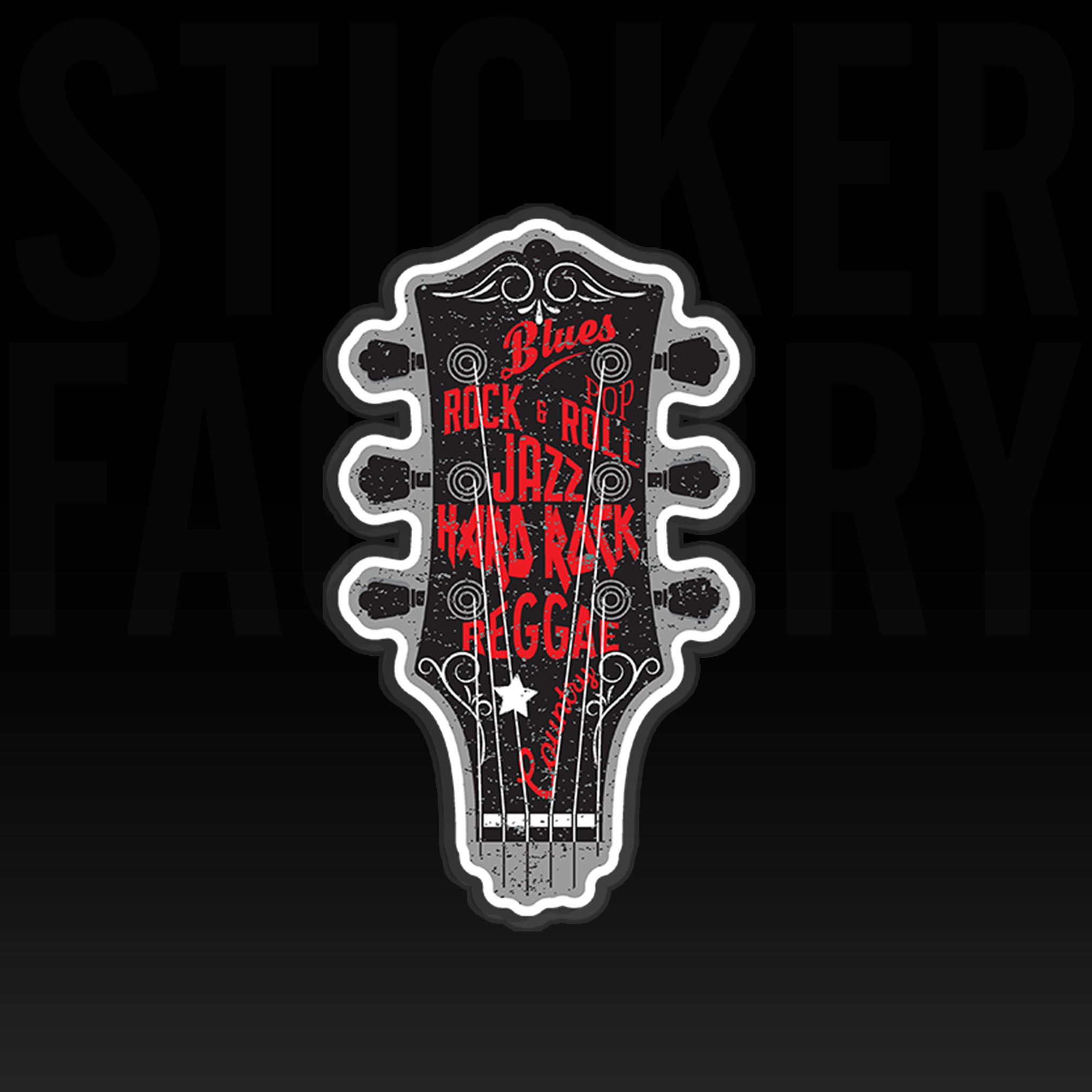 GUITAR HEAD AND LETTERING 7cm - Sticker Die-cut hình dán cắt rời