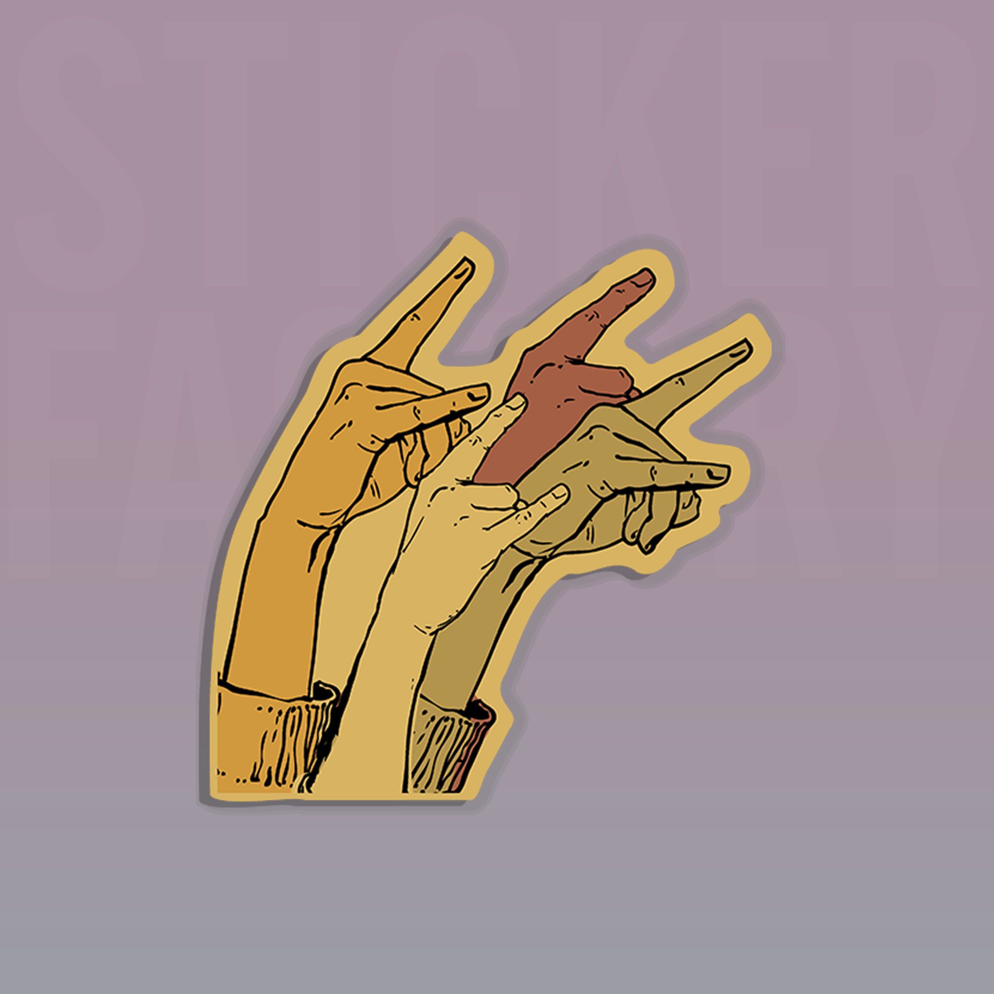 HANDS UP ROCK SIGN 7cm - Sticker Die-cut hình dán cắt rời