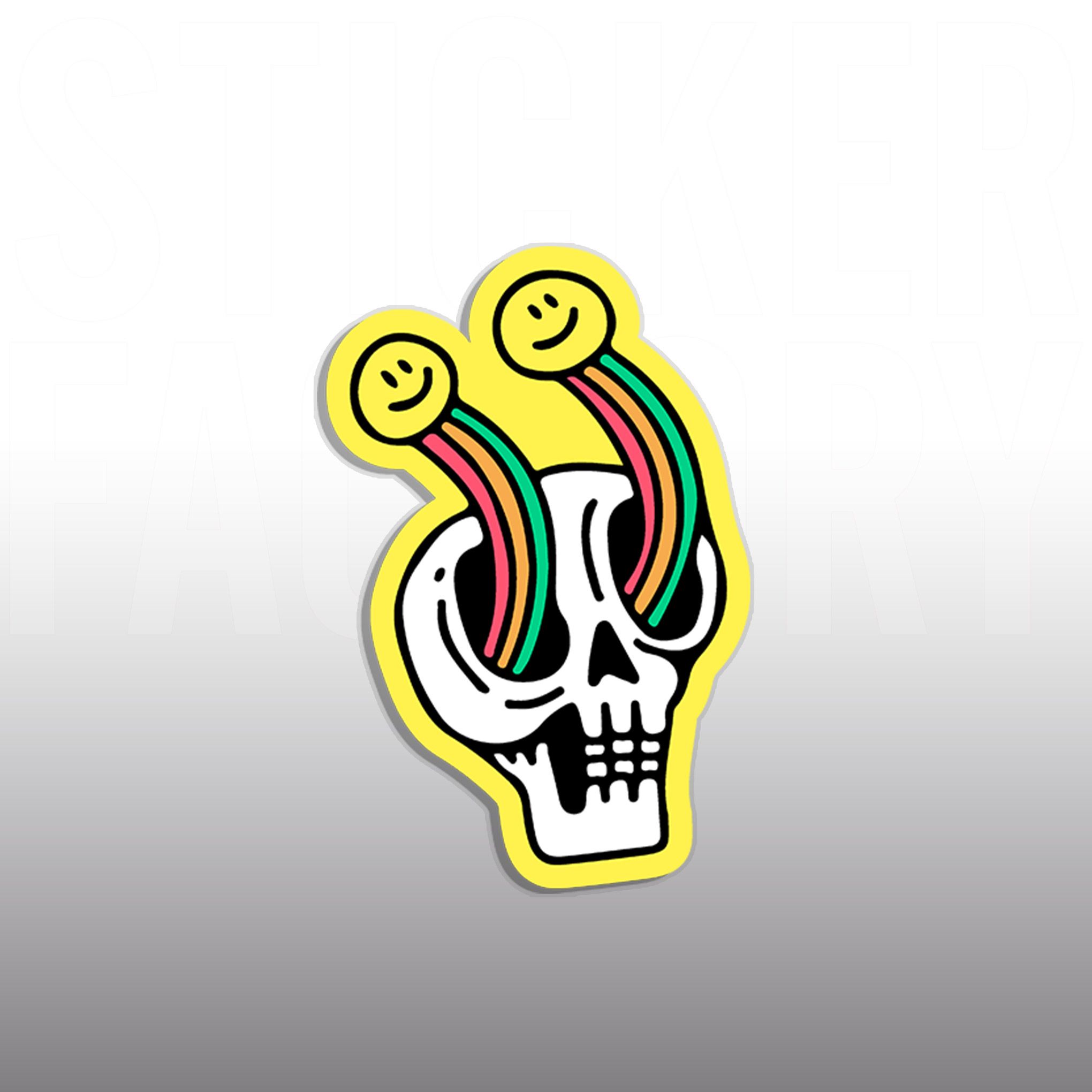 SMILE RAINBOW SKULL 7cm - Sticker Die-cut hình dán cắt rời