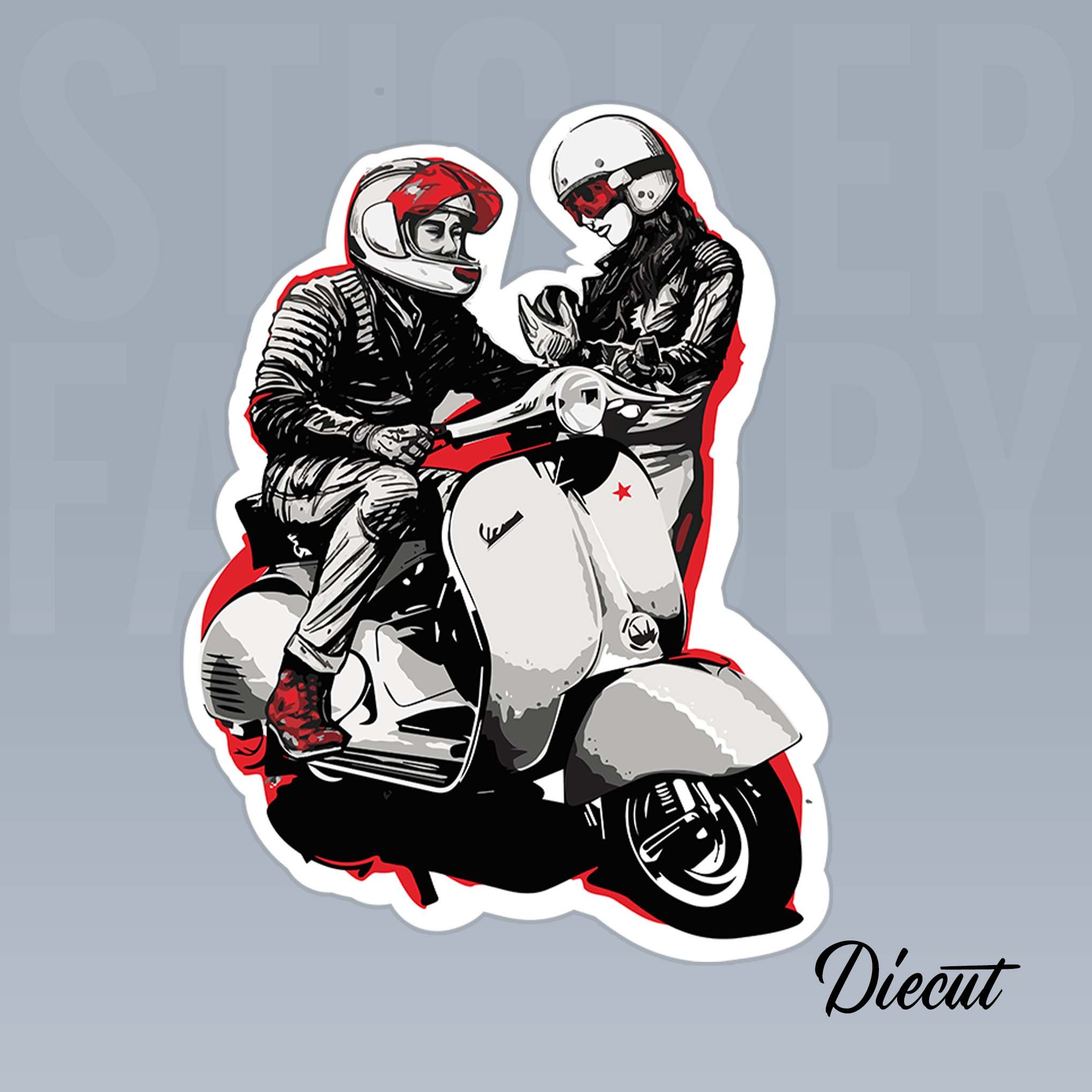 VESPA COUPLE 7cm - Sticker Die-cut hình dán cắt rời