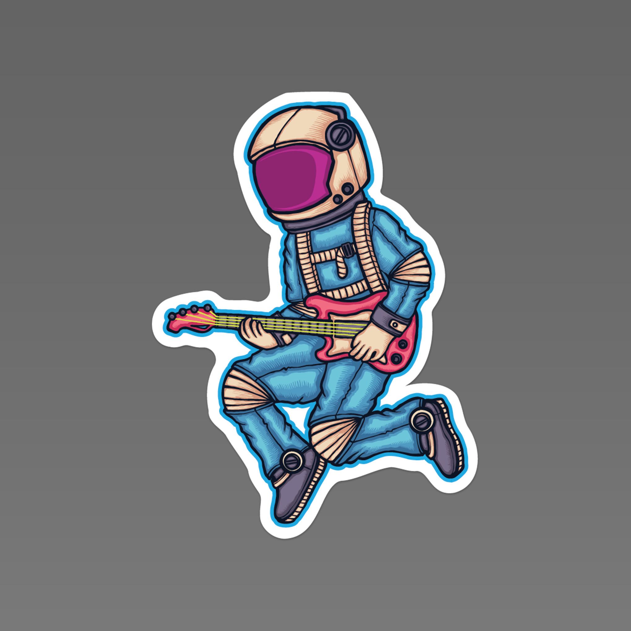 ASTRONAUT PLAYING BASS 7cm - Sticker Die-cut hình dán cắt rời