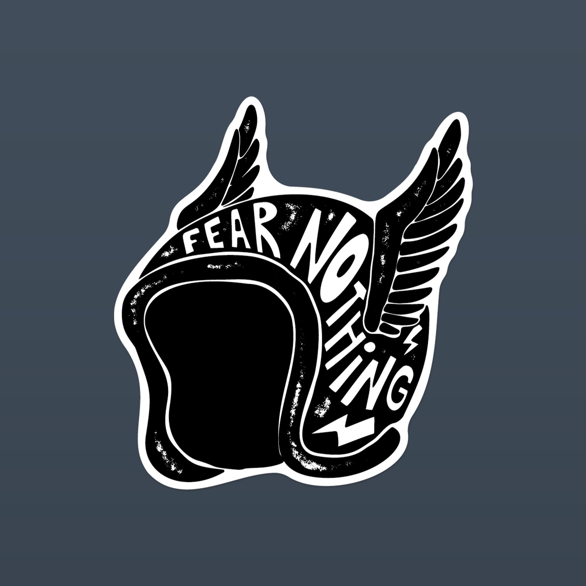 FEAR NOTHING BLACK WINGS HELMET 7cm - Sticker Die-cut hình dán cắt rời