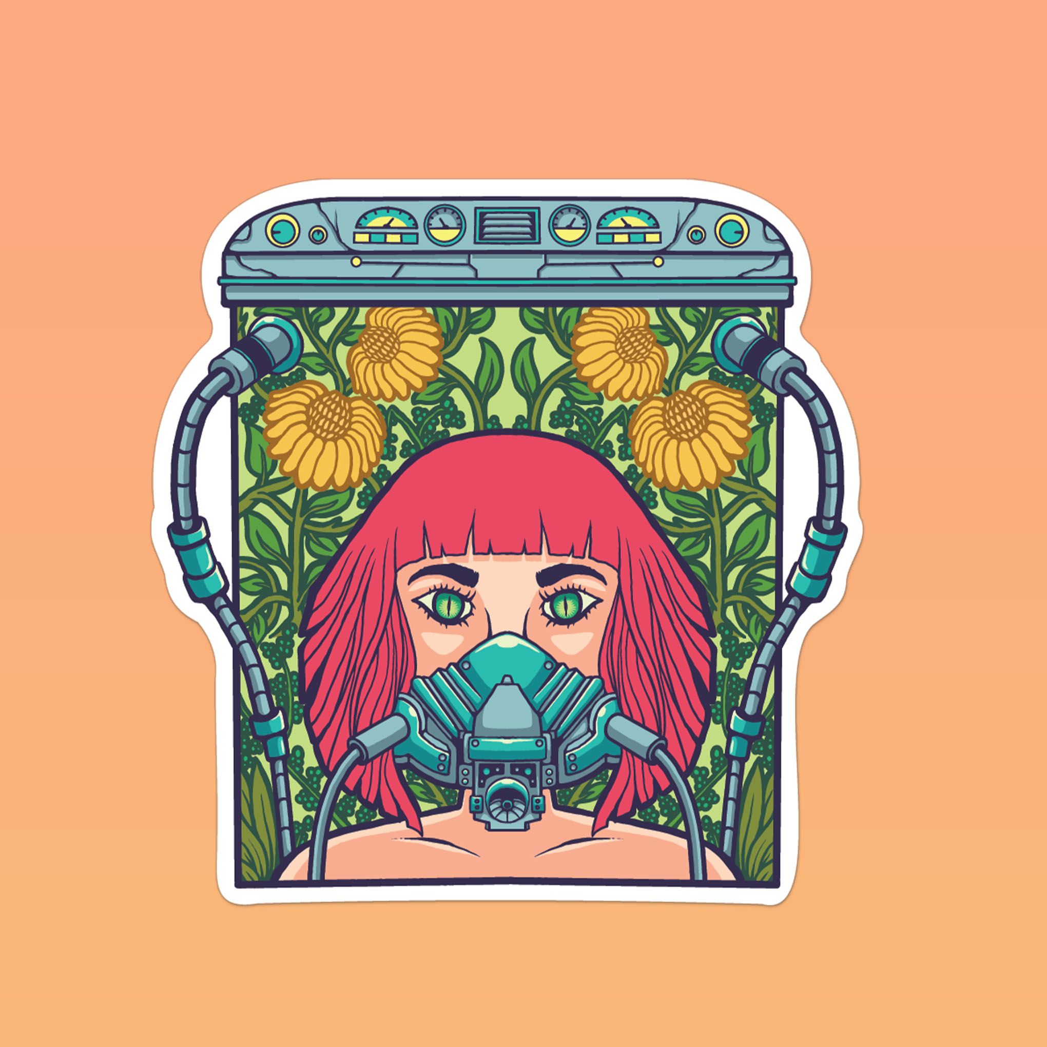 GREEN MASK GIRL 7cm - Sticker Die-cut hình dán cắt rời