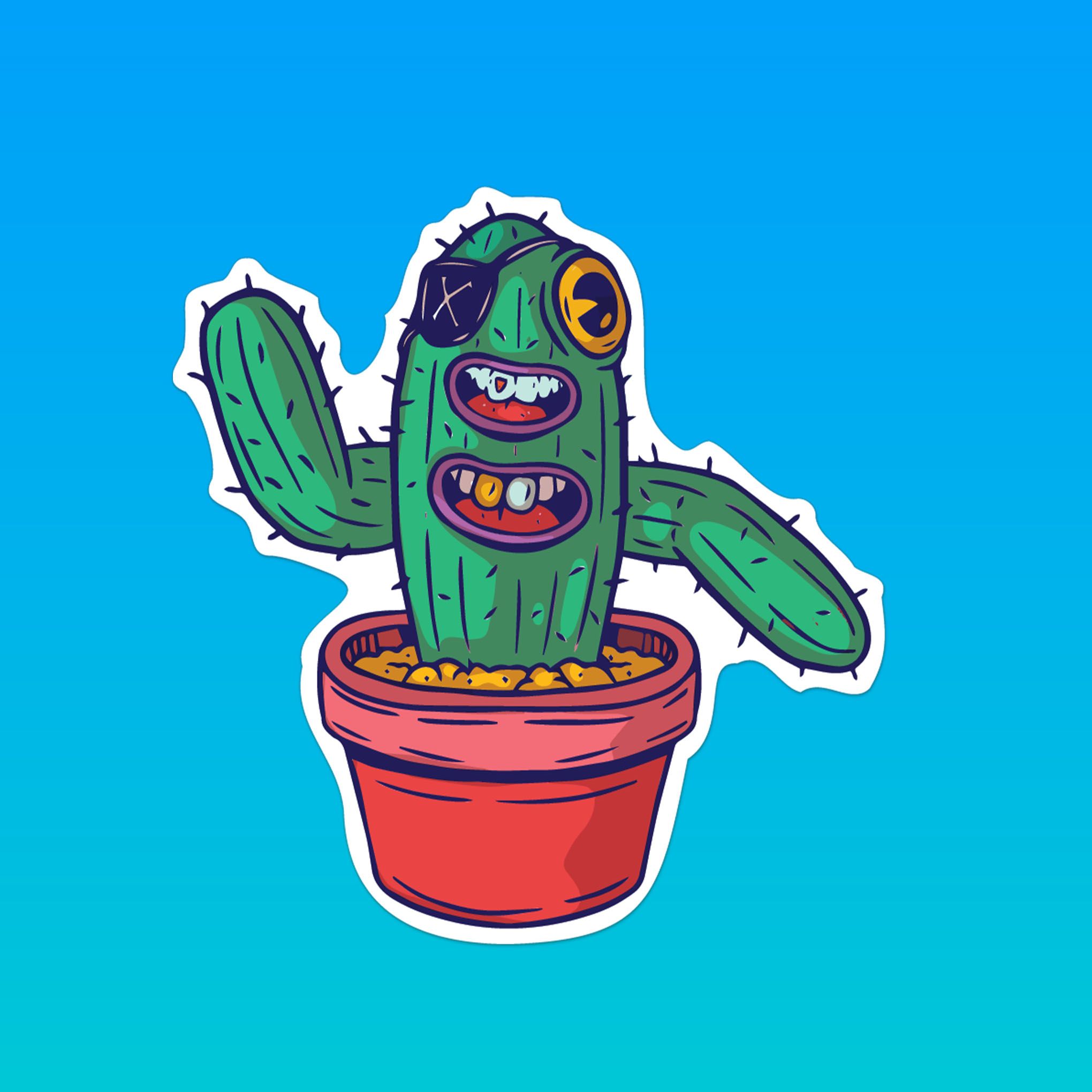 MONSTER CACTUC 7cm - Sticker Die-cut hình dán cắt rời