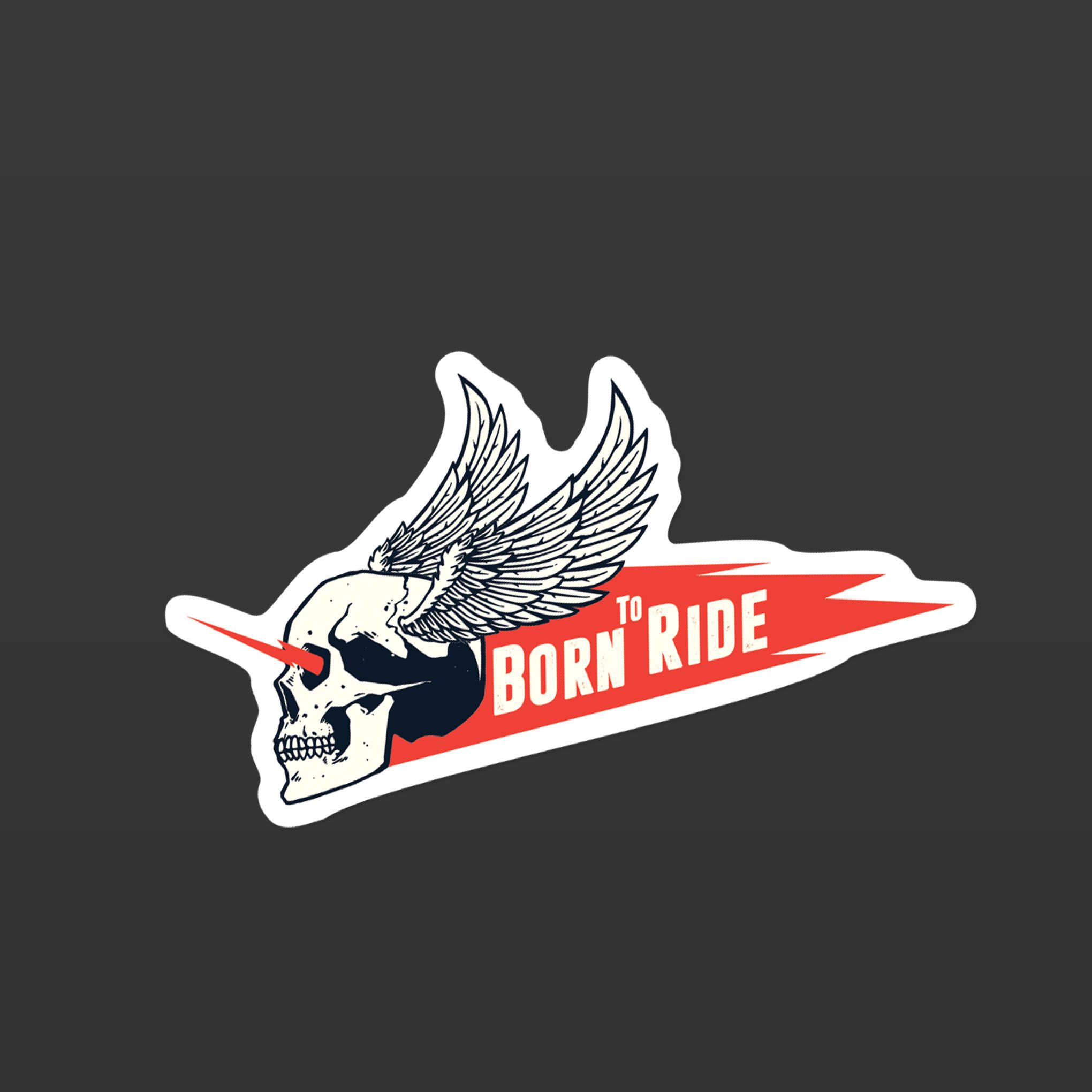 SKULL WINGS BORN TO RIDE 7cm - Sticker Die-cut hình dán cắt rời