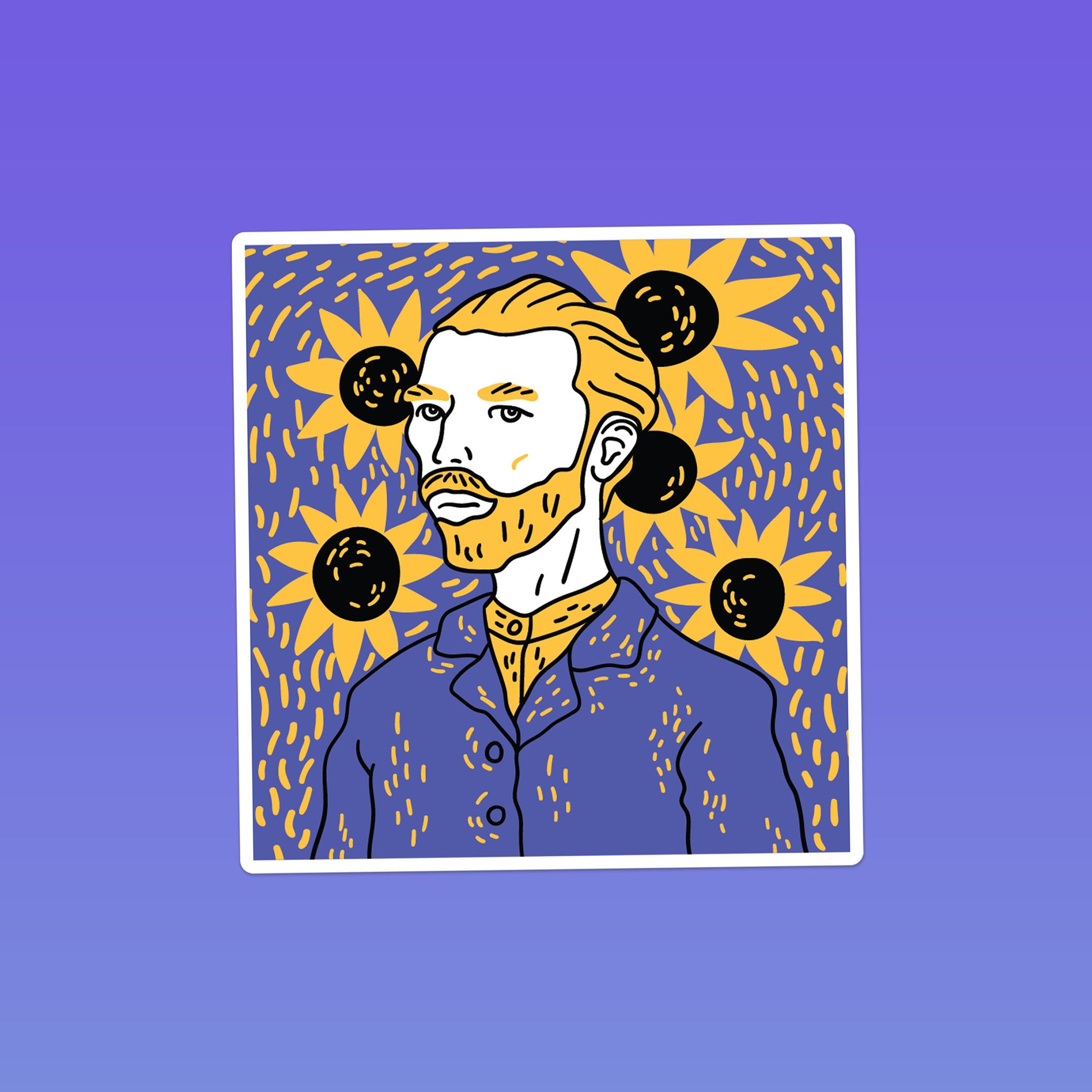 VINCENT VAN GOGH PORTRAIT 7cm - Sticker Die-cut hình dán cắt rời