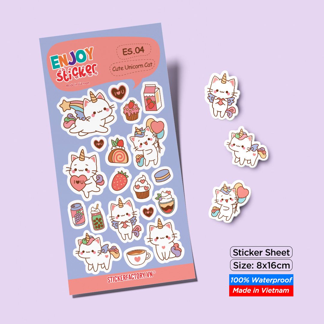 ES04 Cute Unicorn Cat -  Enjoy sticker sheet