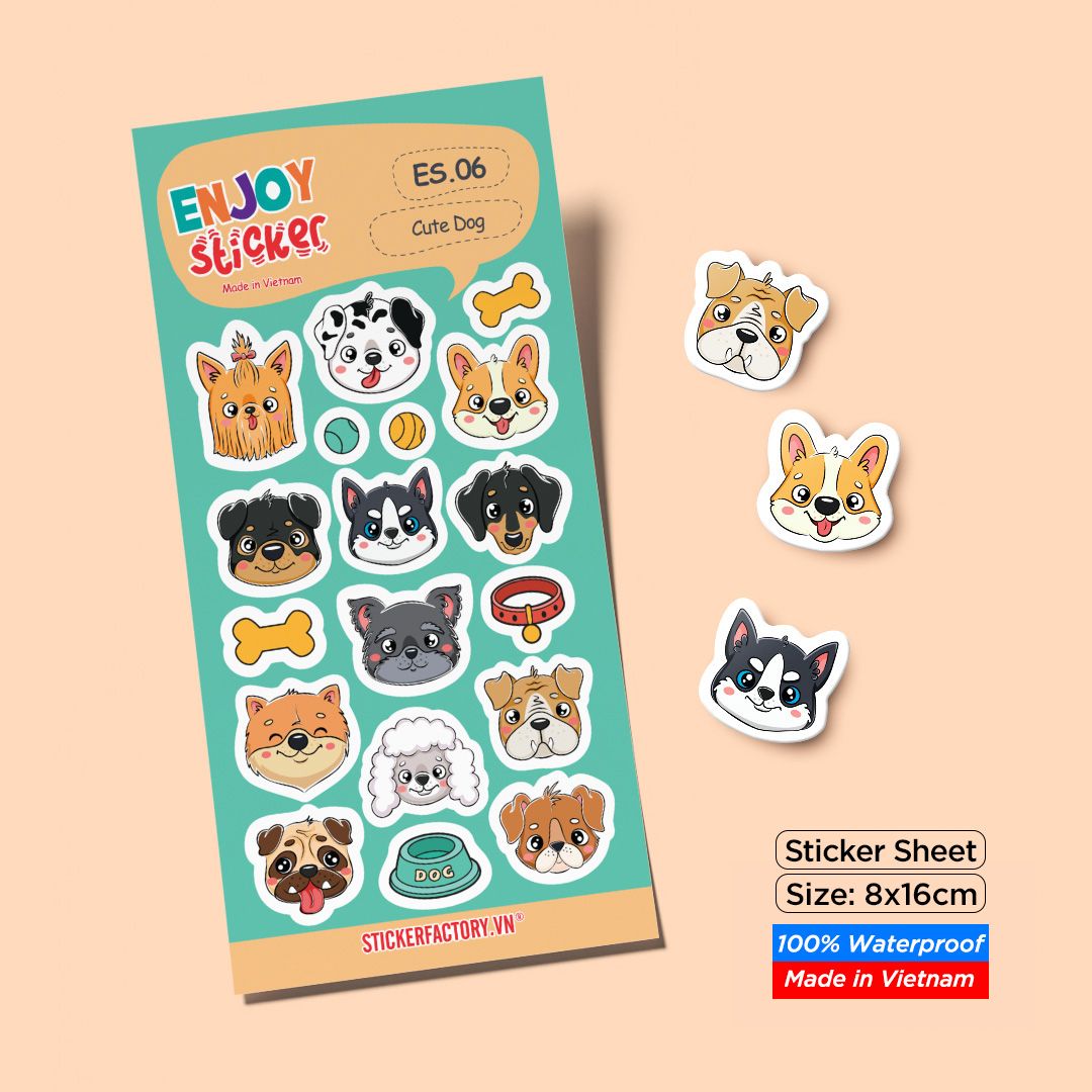 ES06 Cute Dog -  Enjoy sticker sheet