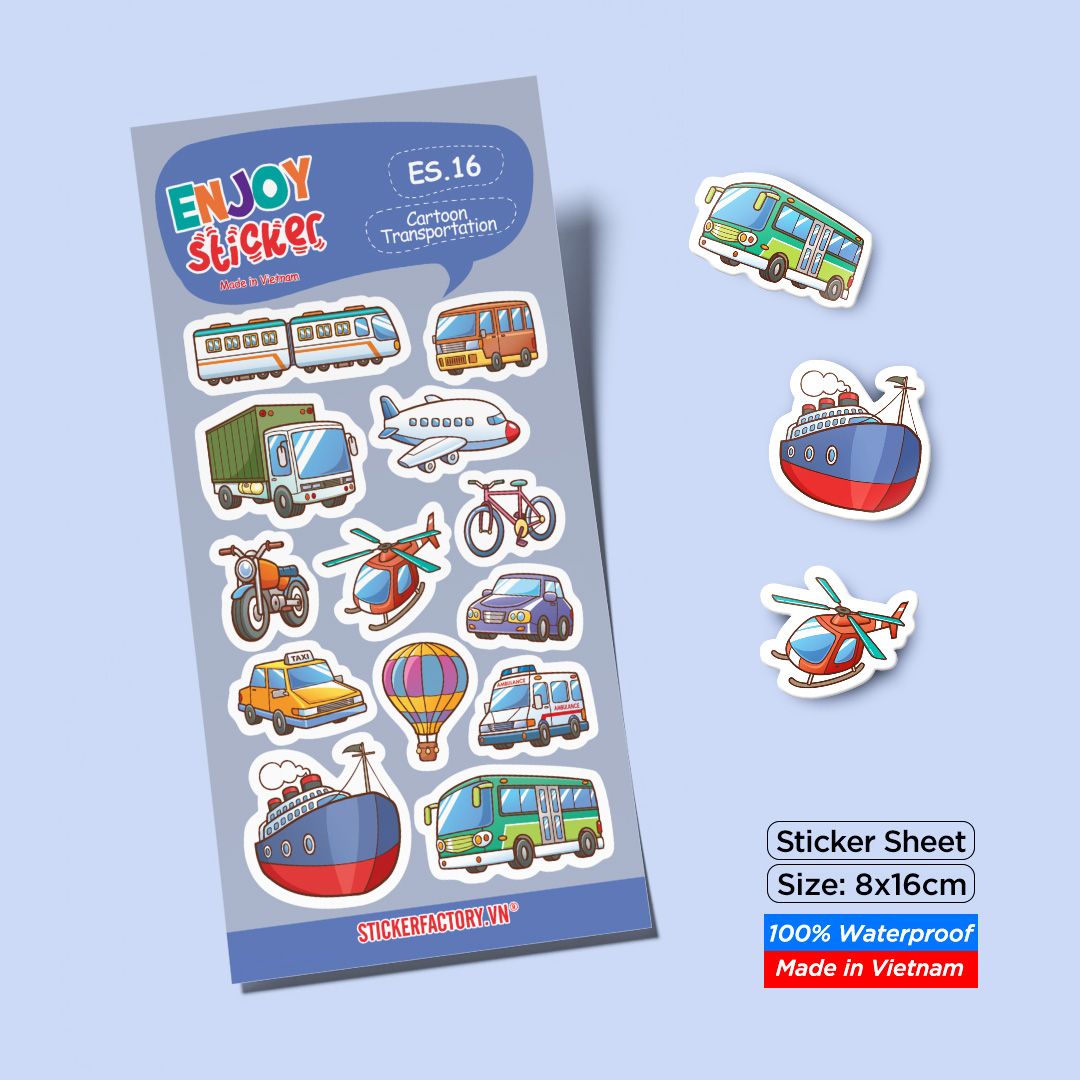 ES16 Cartoon Transportation  -  Enjoy sticker sheet