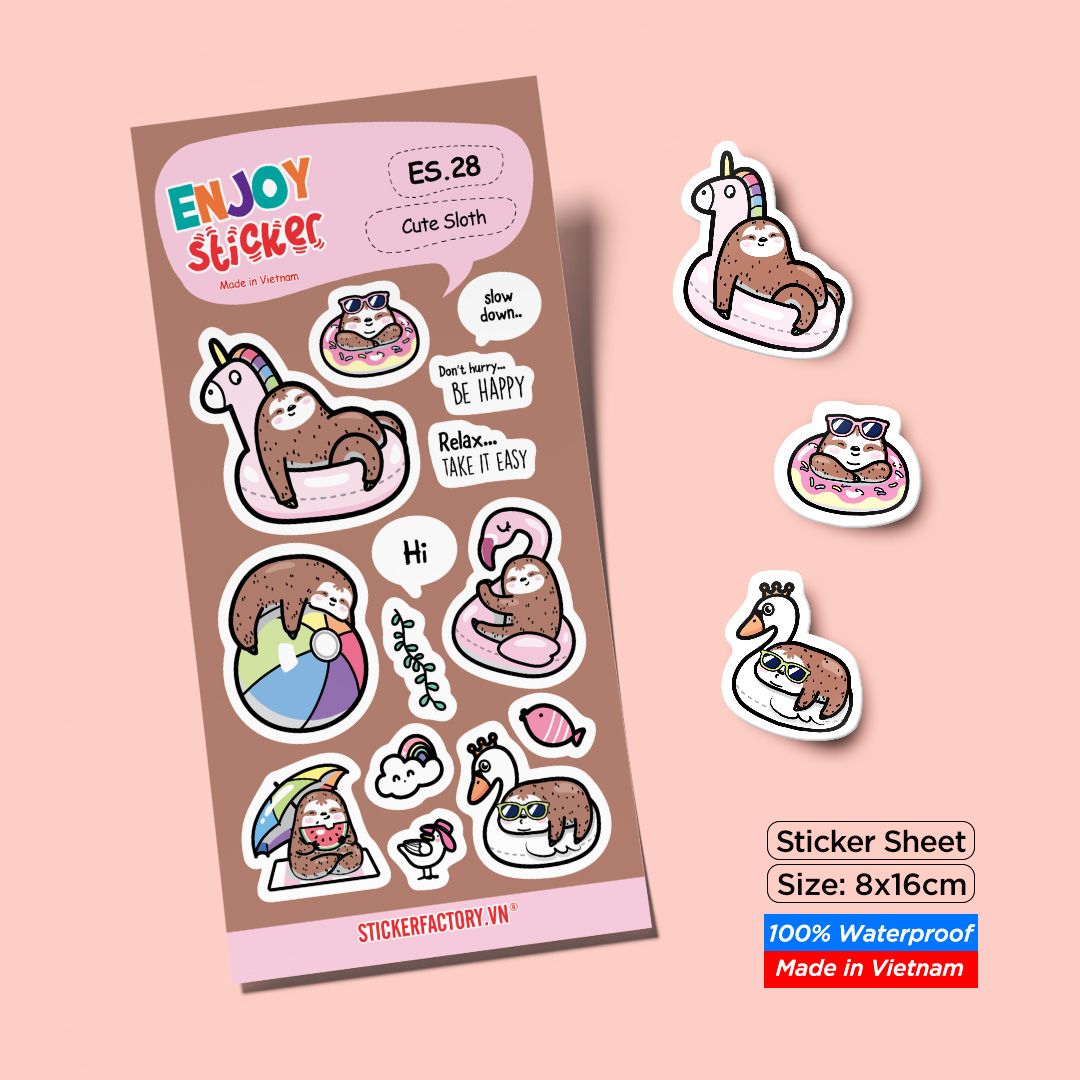 ES28 Cute sloth -  Enjoy sticker sheet