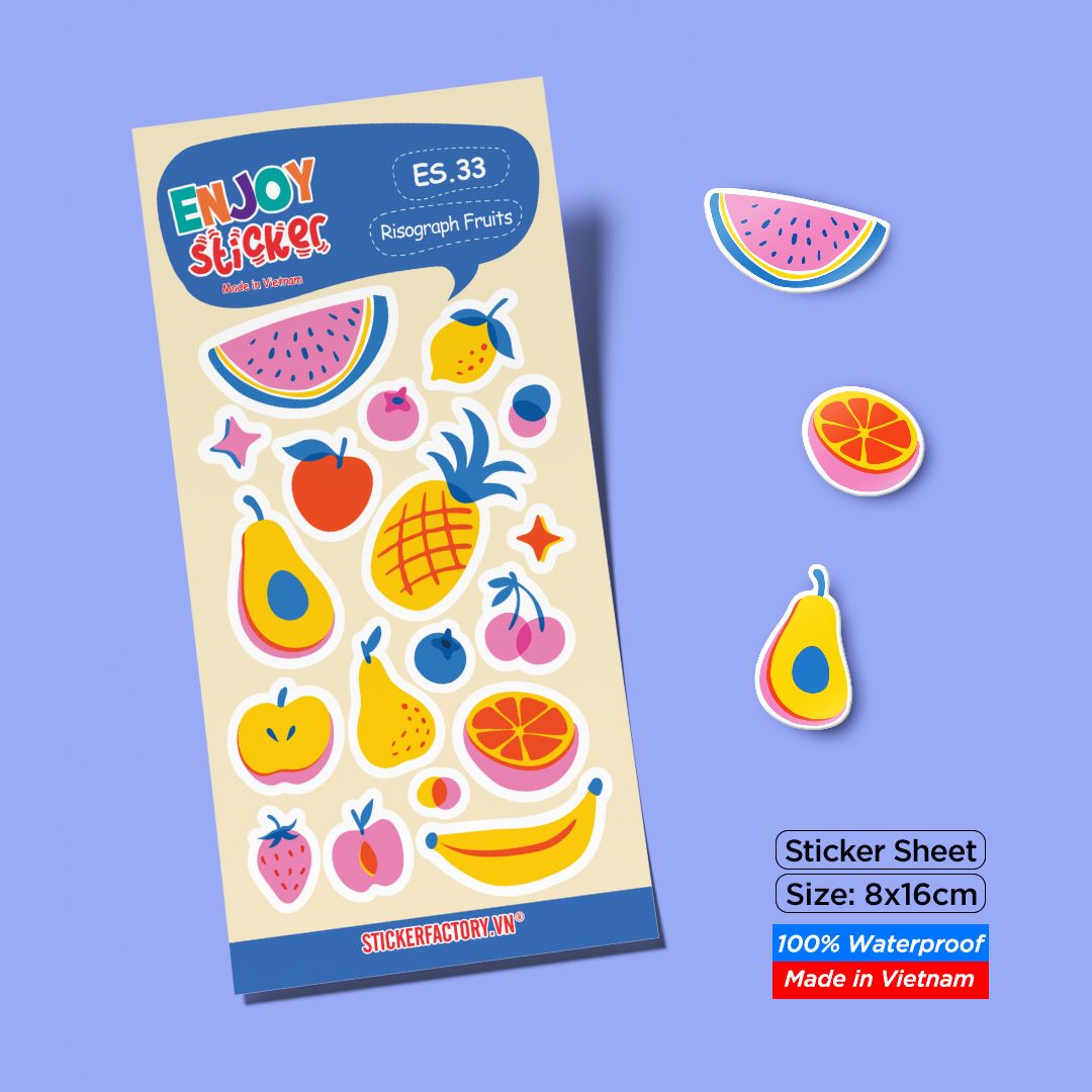 ES33 Risograph Fruits -  Enjoy sticker sheet