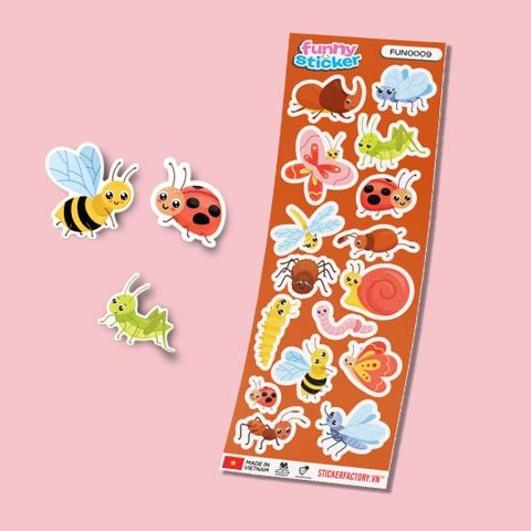  FUNNY0009 CUTE INSECTS - Sticker hình dán 