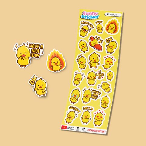  FUNNY0011 CUTE CHICK - Sticker hình dán 