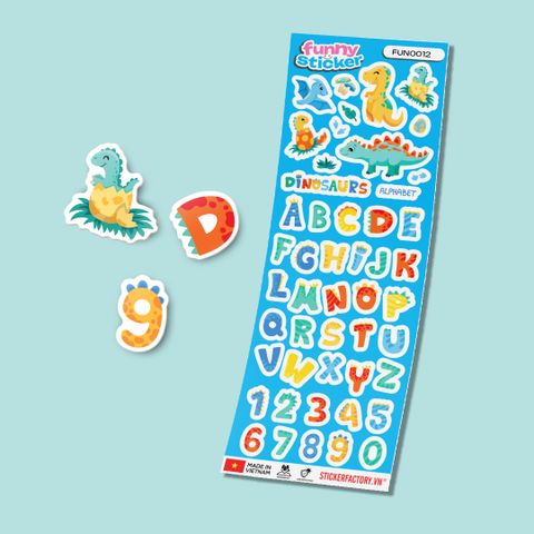  FUNNY0012 DINO ALPHABET - Sticker hình dán 