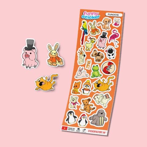  FUNNY0016 CUTE ZOO - Sticker hình dán 