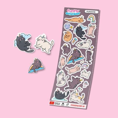  FUNNY0018 MOODY CATS - Sticker hình dán 