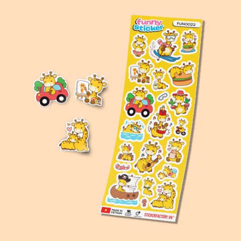  FUNNY0022 CUTE GIRAFFE - Sticker hình dán 