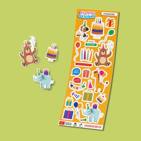  FUNNY0028 BIRTHDAY 2 - Sticker hình dán 