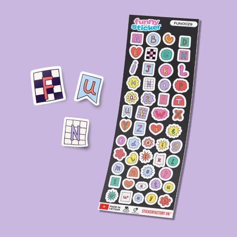  FUNNY0029 FUNKY ALPHABET - Sticker hình dán 