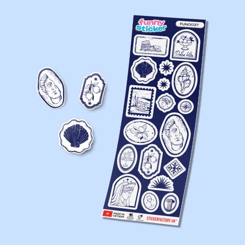  FUNNY0037 VINTAGE ITALY - Sticker hình dán 