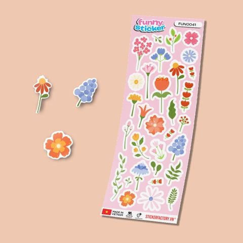  FUNNY0041 WATERCOLOR FLORALS - Sticker hình dán 